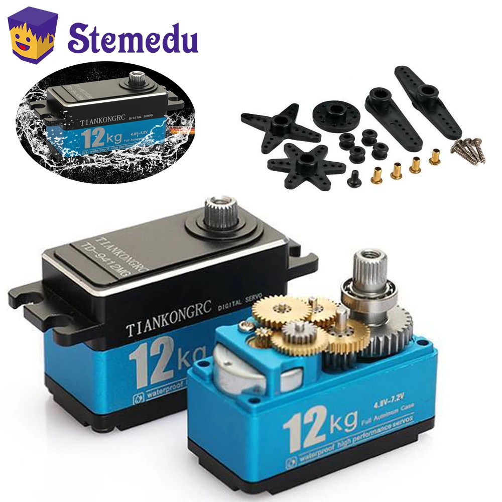 Rc Hobby Model - มอเตอร์แปรงถ่านเซอร์โวระบบดิจิทัล TD-9412MG แรงบิดสูง12กก. มอเตอร์แบบสั้น180/270/360องศาสำหรับหุ่นยนต์1:10 1:8 mobil