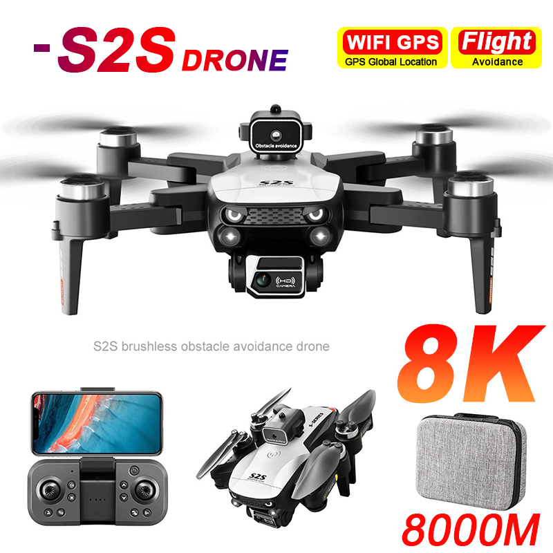 Rc Hobby China - ใหม่S2S Drone 8K Professional HD Dualกล้องBrushlessหลีกเลี่ยงอุปสรรคถ่ายภาพทางอากาศQuadcopterแบบพับได้ของเล่นของขวัญ