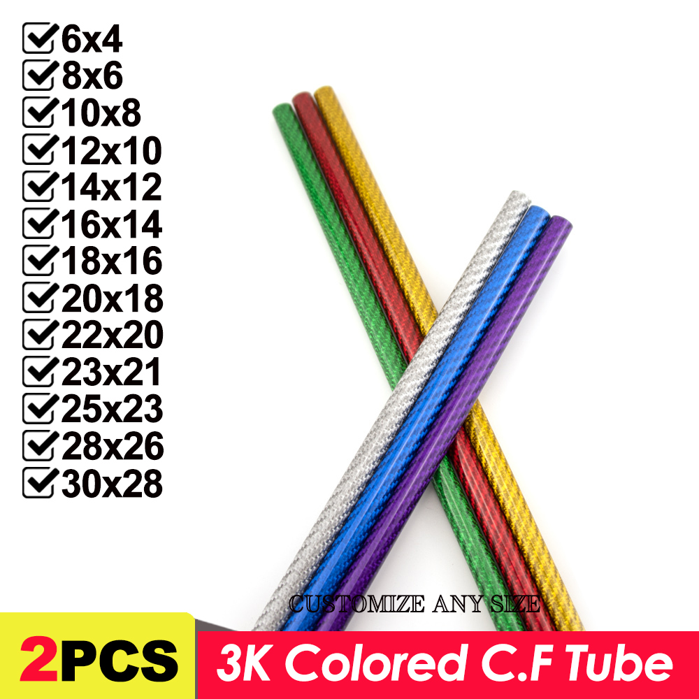 Rc Hobby Youtube - 2PCS คาร์บอนไฟเบอร์สีหลอด 3K Pure Glossy สีสันพื้นผิวความยาว