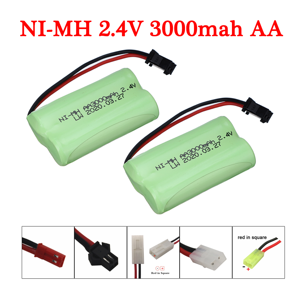 Rc Hobby Truck - ก้อนแบตเตอรี่ NiMH AA 2.4V 3000mAh สำหรับรีโมทคอนโทรลรถแข่งรถบรรทุกเรือแบตเตอรี่สำรอง2.4V