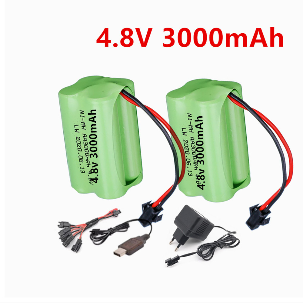 Rc Hobby Model - แบตเตอรี่แบบชาร์จได้ 4.8v 3000mAh พร้อมที่ชาร์จสำหรับเรือ RC, รถ
