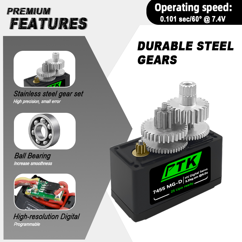 PTK 7455MG-D เซอร์โว 12g เซอร์ - Rc Hobby Model บทวิจารณ์และราคา
