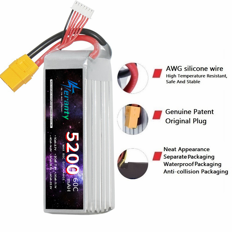 Teranty 6S 5200mAh LiPo แบตเตอ - Rc Hobby Model บทวิจารณ์และราคา